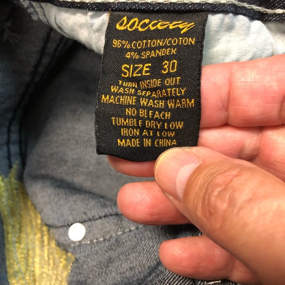 indigo Women’s jeans hand sanded decorative rips low cut slim stretch Society - Picture 9 of 10